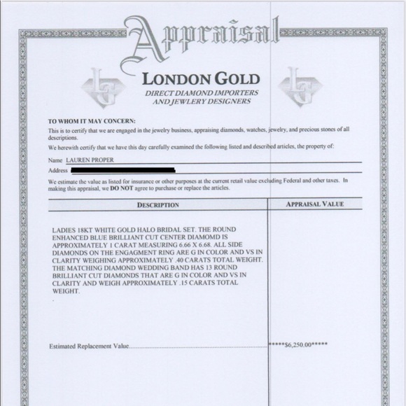 Blue Diamond wedding and engagement rings size 5 1/4 - Picture 3 of 3